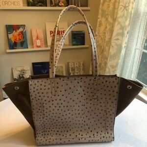 Banana Republic Ostrich Inspired Leather Gray Tote